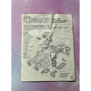 Vintage 1986 LJN Thundercats Cat's Lair Laser Light Fortress Instructions
